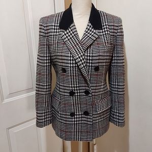 🌺 Like New Saville Black Plaid Wool Blazer